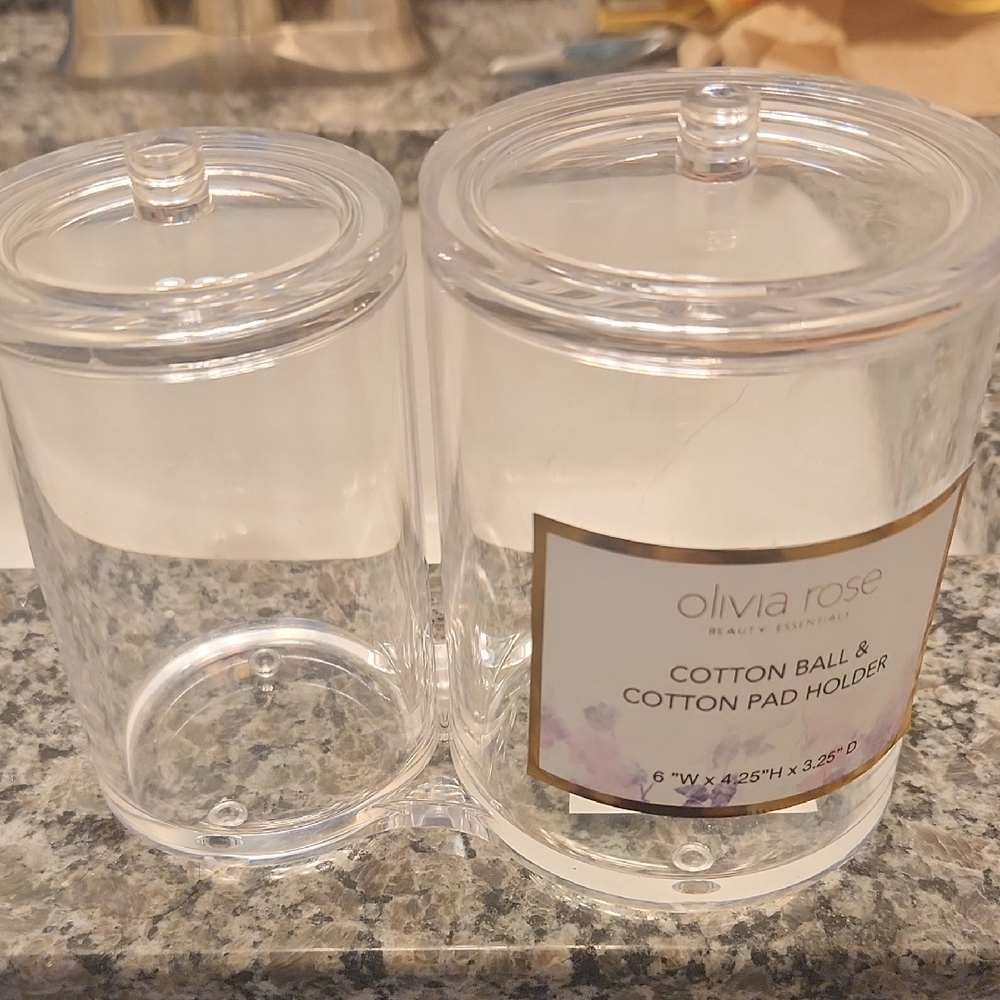 Olivia Rose Clear Cotton Ball and Pad Holder NWT